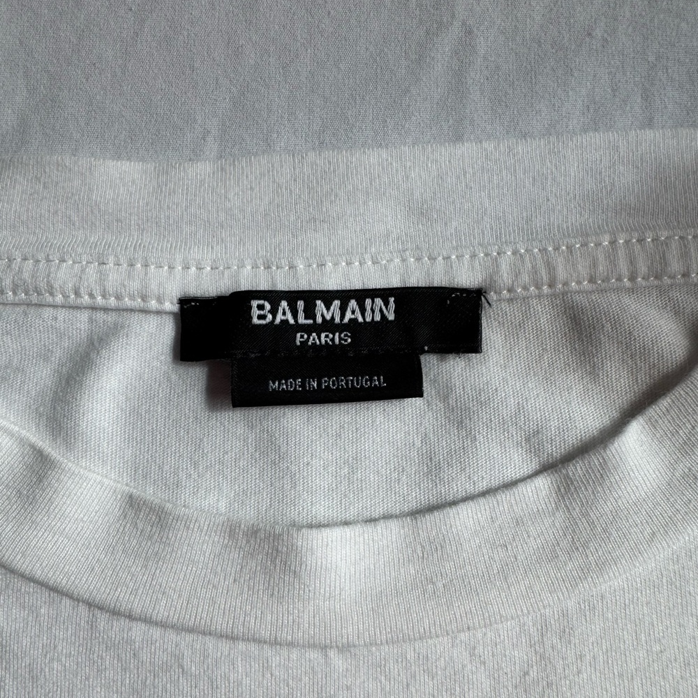 Balmain Paris‎ White Logo T-Shirt with Gold Buttons Size 12A - Picture 8 of 9